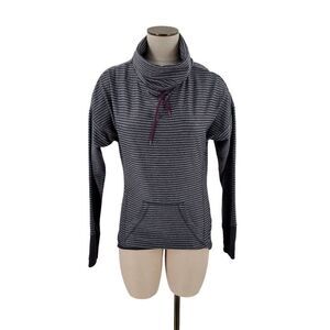 Mondetta Womens Pullover Long Sleeve High Neck Grey Striped Size Small
